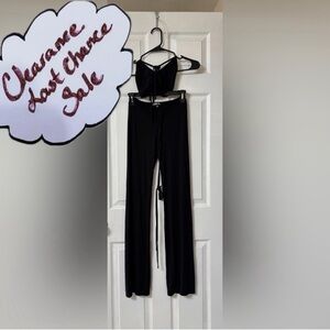 I.AM.GIA XS Black Lace Up 2 Piece Outfit With Pants & Top